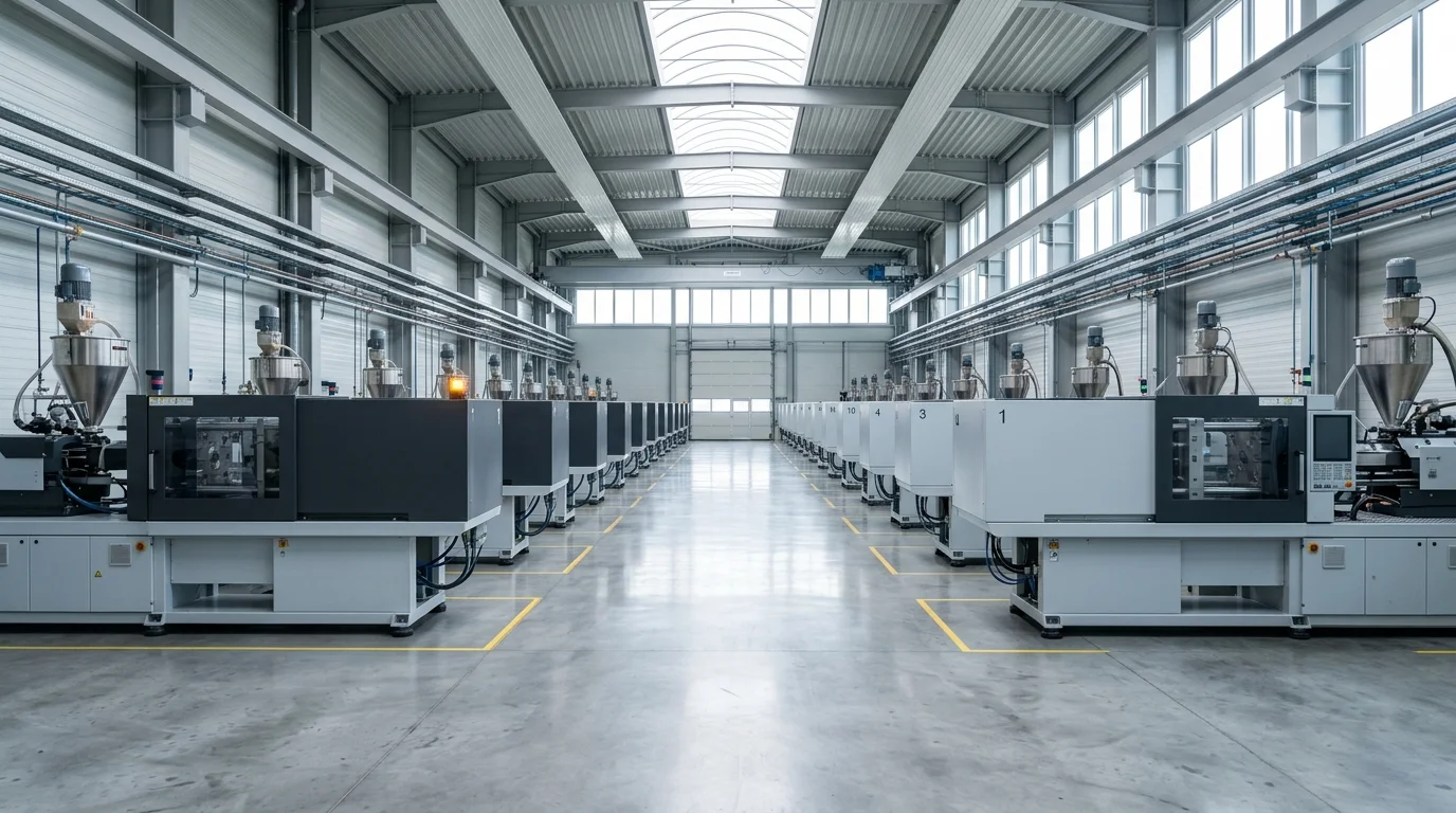 Automated injection molding machines arranged in a clean production workshop