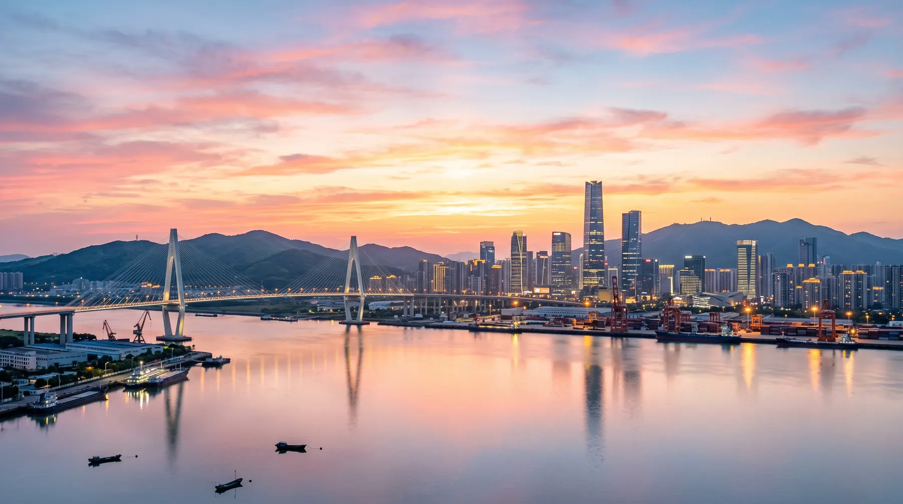Industrial corridor infrastructure connecting Ningbo factories with deep sea port